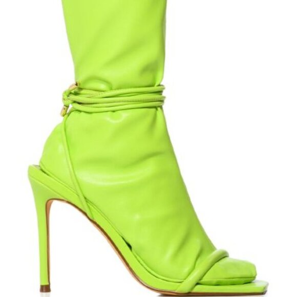 " THE HOTTIE " STILETTO SOCK BOOTIE IN LIME { BRAND NEW !!!!!!!!!!! - Picture 6 of 8